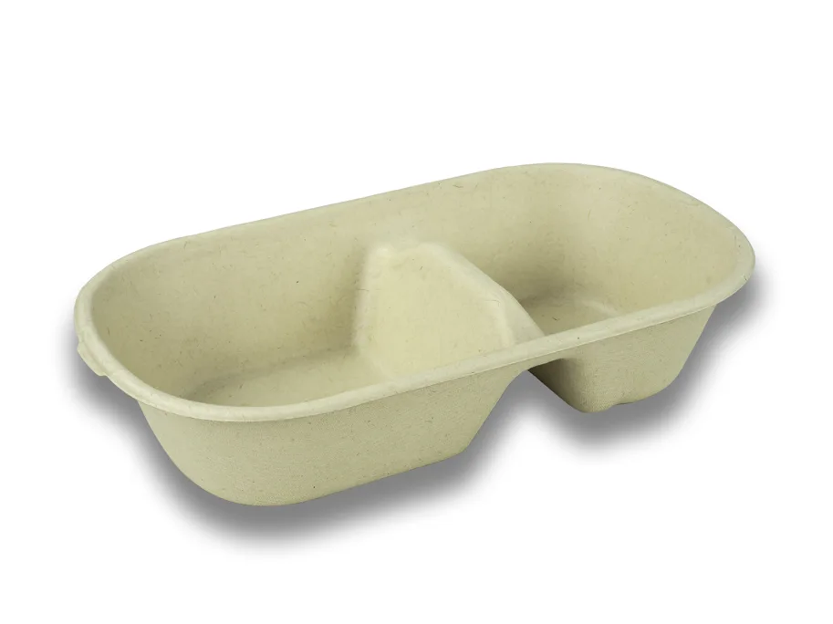 Menü-Box aus Bagasse, 2-teilig, 23 x 13 x 4.5 cm