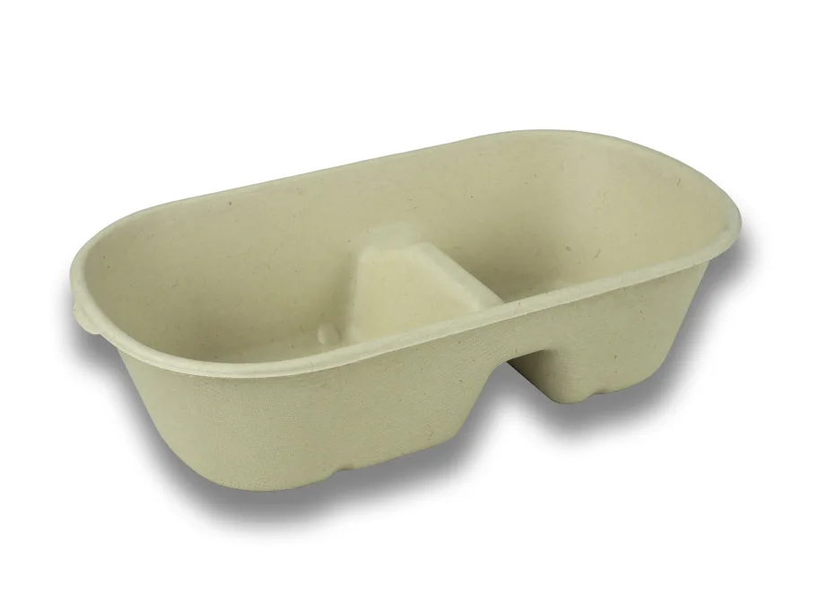 Menü-Box aus Bagasse, 2-teilig, 23 x 13 x 6 cm